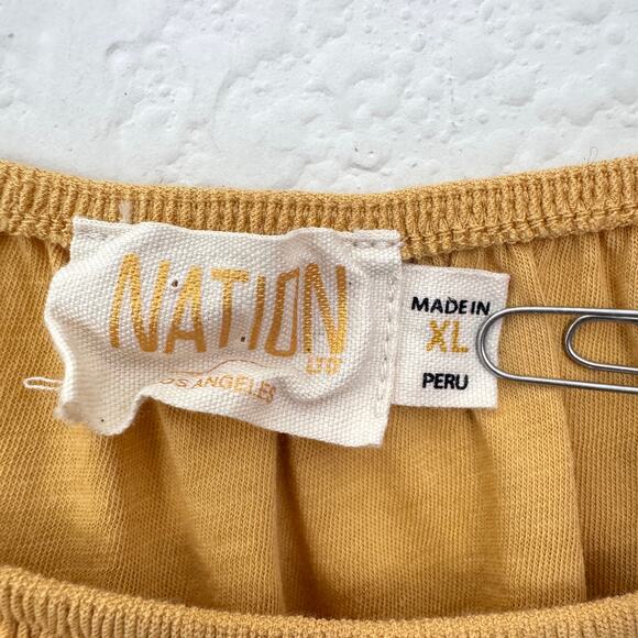 Nation LTD Womens Luca Peasant Top Size XL 100% Pima Cotton Flowy Boho Yellow - Picture 3 of 8
